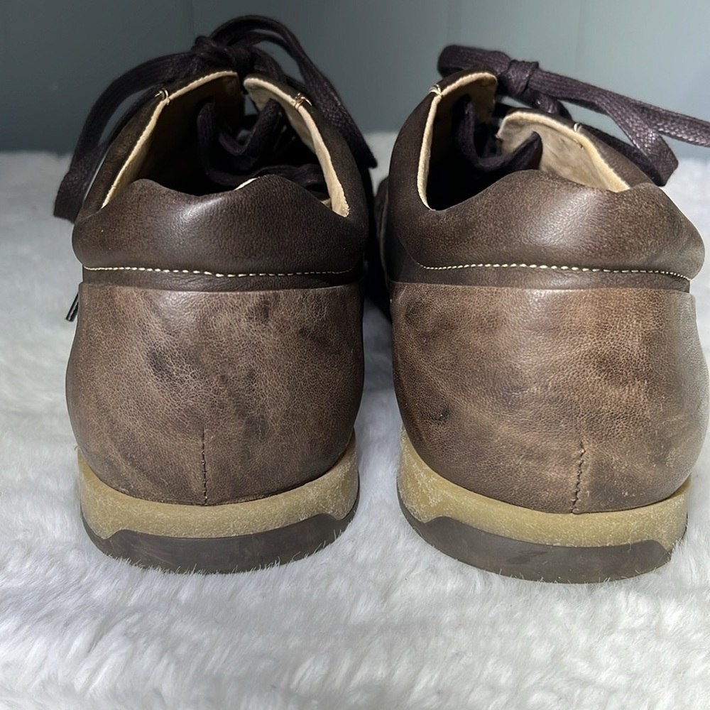 Ukus Genuine Leather Sneakers Brown & Black Lace Up Casual Comfort Shoes - Picture 4 of 9